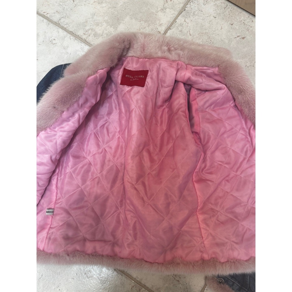 DI Stefano Moda Italiana Luxury Denim & Pink Mink Jacket   Size M - Picture 10 of 10